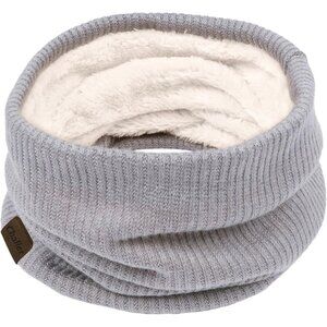 Women's gray Scarf Winter Double-Layer Neck Warmer Knit Fleece Lined Circle